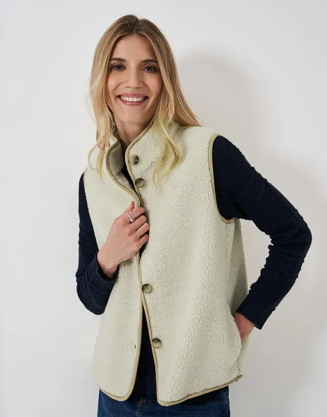 Crew Clothing Borg Gilet in Oatmeal