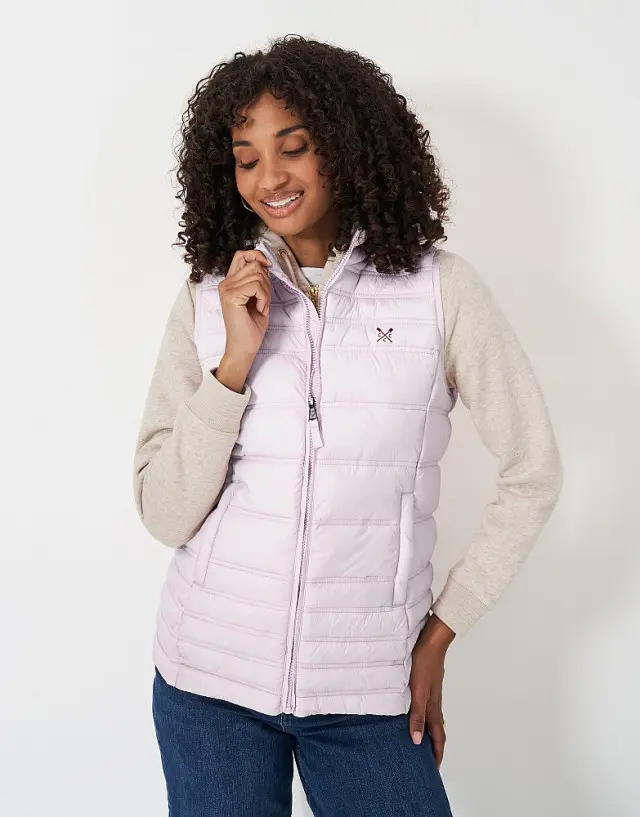 Crew Clothing Lightweight Hooded Gilet in Classic Pink