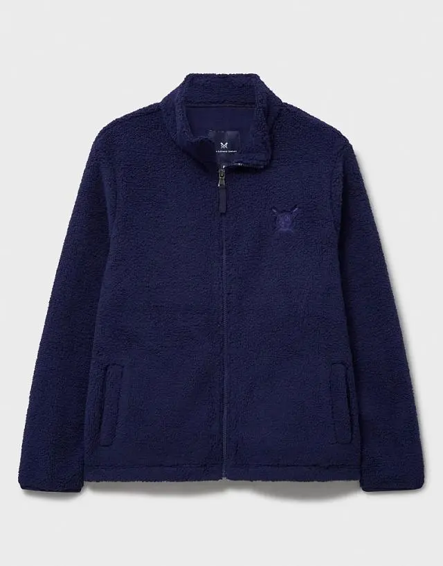 Crew Clothing Borg Lounge Zip Through Sweatshirt in Navy