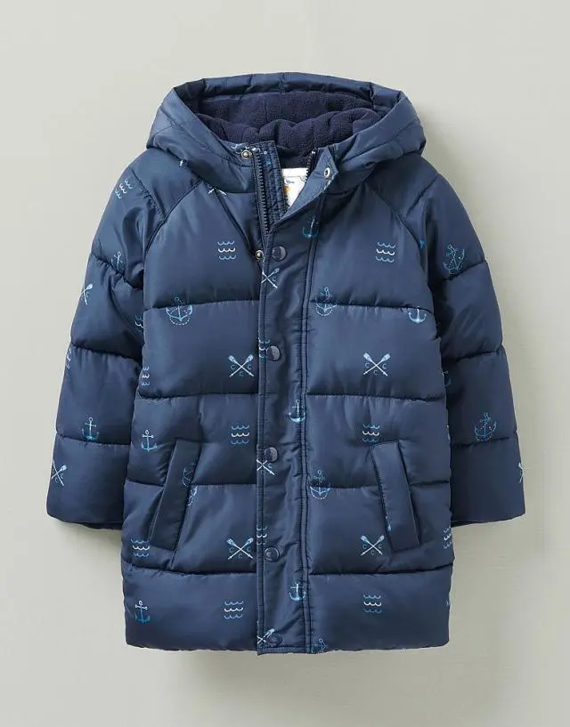 Crew Clothing Anchor Print Hooded Padded Jacket