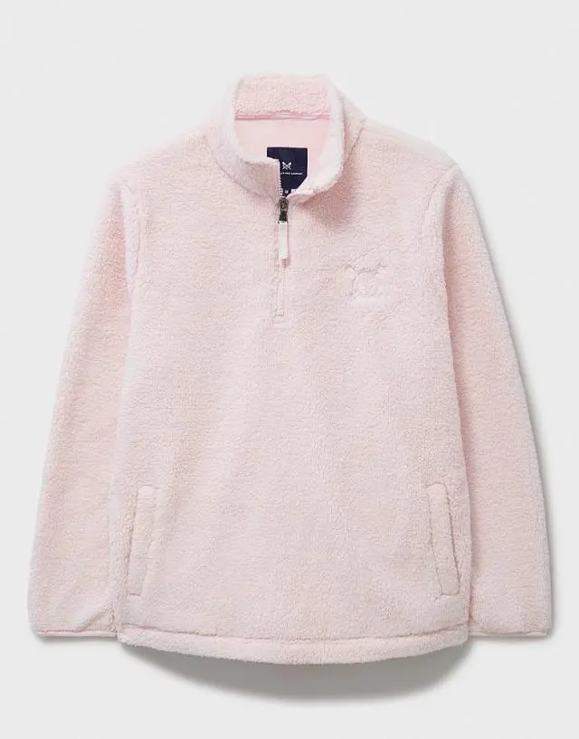 Crew Clothing Borg Lounge Half Zip Sweatshirt in Pink