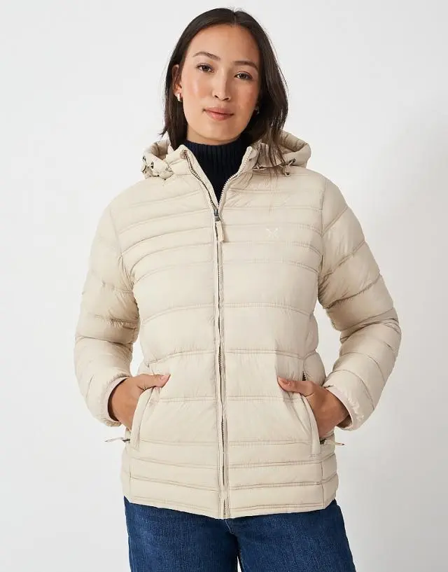 Crew Clothing Lightweight Padded Jacket in Oatmeal