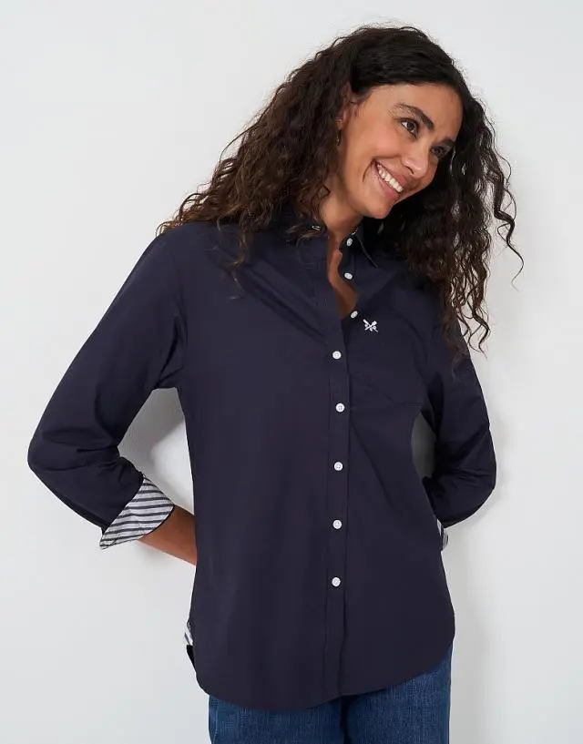 Crew Clothing Cotton Poplin Shirt in Navy