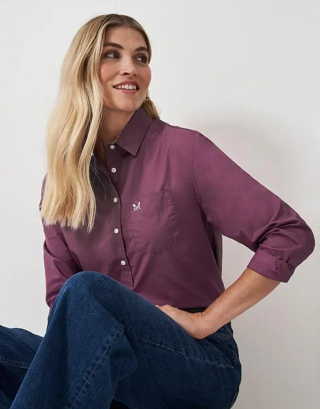 Crew Clothing Cotton Poplin Shirt in Berry Red