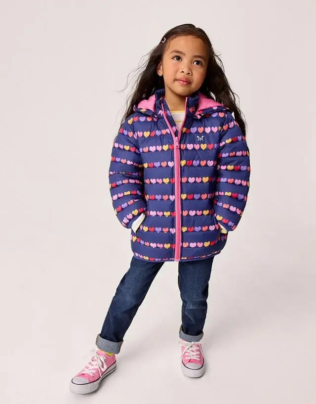 Crew Clothing Lightweight Heart Lined Jacket in Navy and Pink