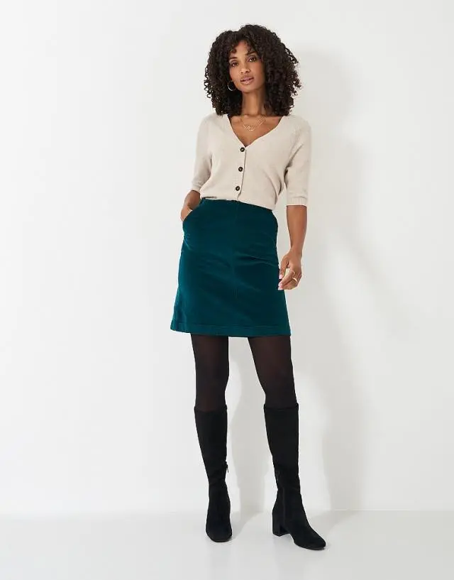 Crew Clothing Cord Mini Skirt in Teal