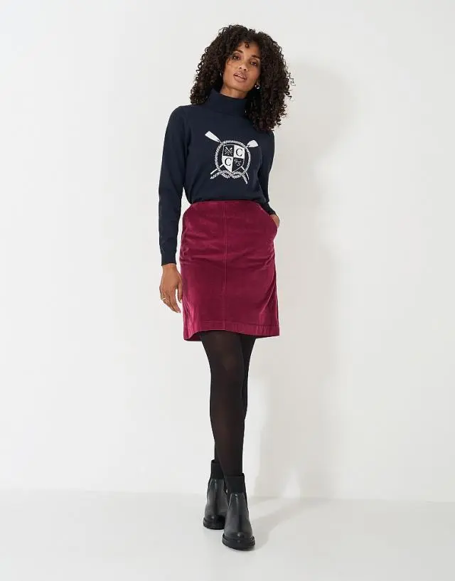 Crew Clothing Cord Mini Skirt in Berry