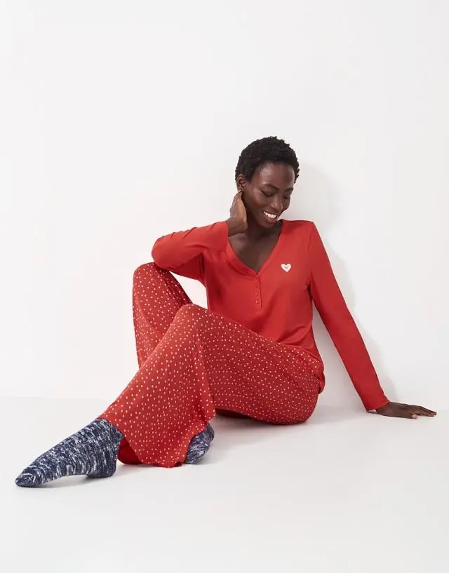 Crew Clothing Modal Patterned Pyjama Set in Red