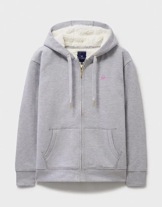 Crew Clothing Borg Lined Zip Through Hoodie in Grey