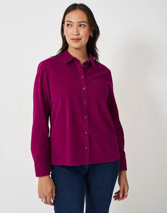 Crew Clothing Cord Shirt in Berry Red