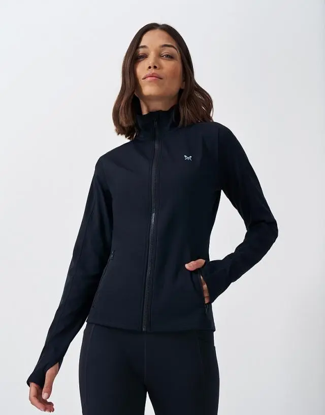 Crew Clothing Activewear Zip Through Top in Black