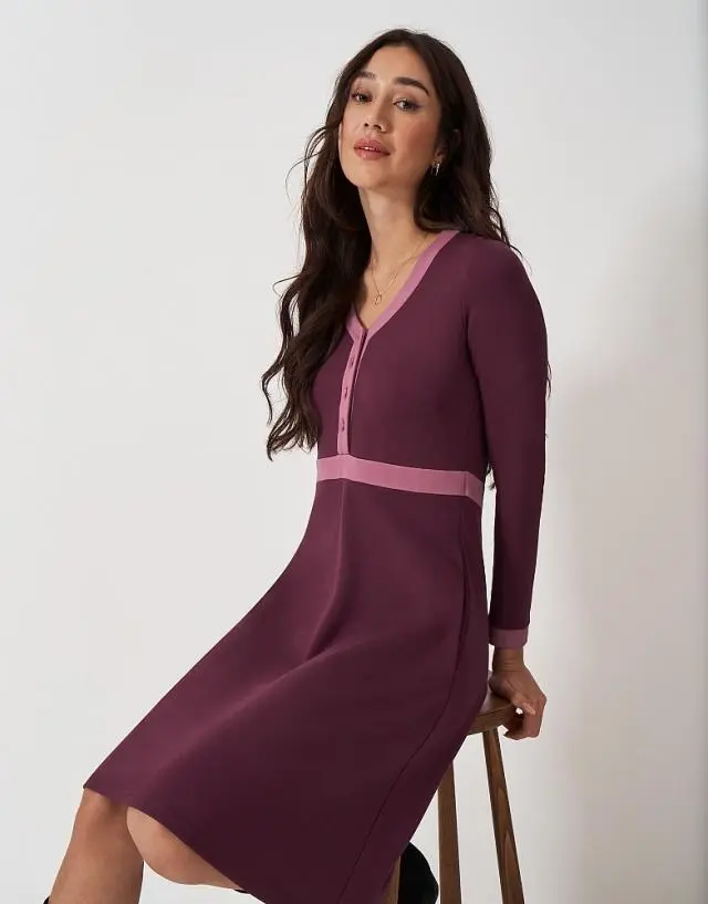 Crew Clothing Maya Ponte Dress in Pink