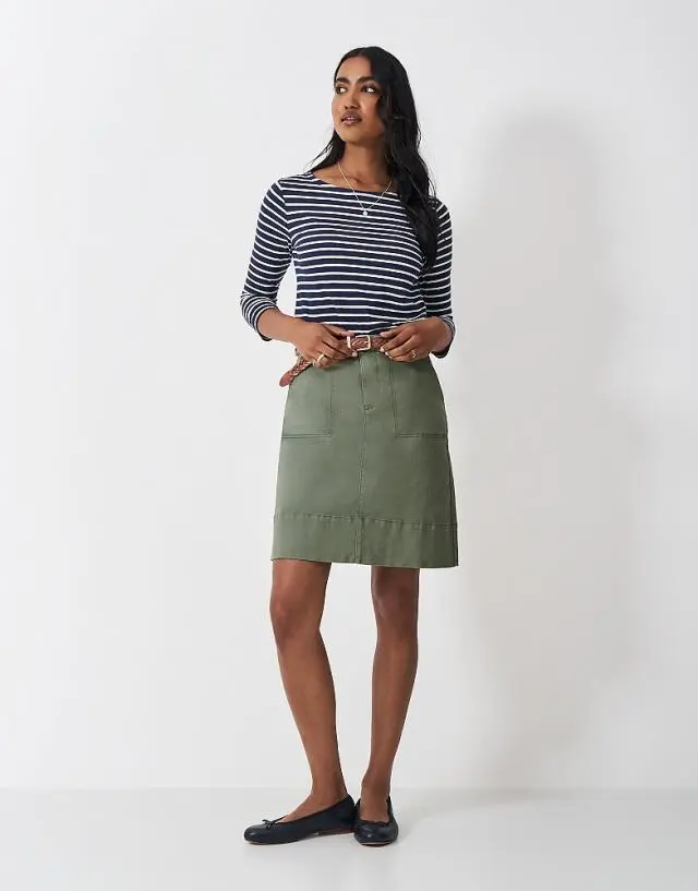 Crew Clothing Analee Denim Skirt in Khaki