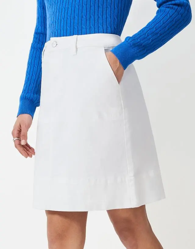 Crew Clothing Analee Denim Skirt in White