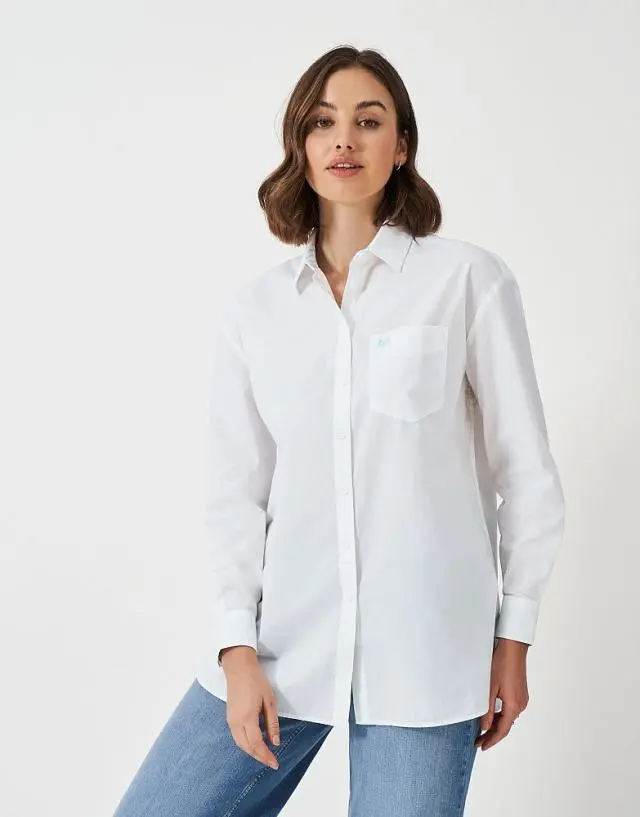 Crew Clothing Boyfriend Poplin Shirt in White