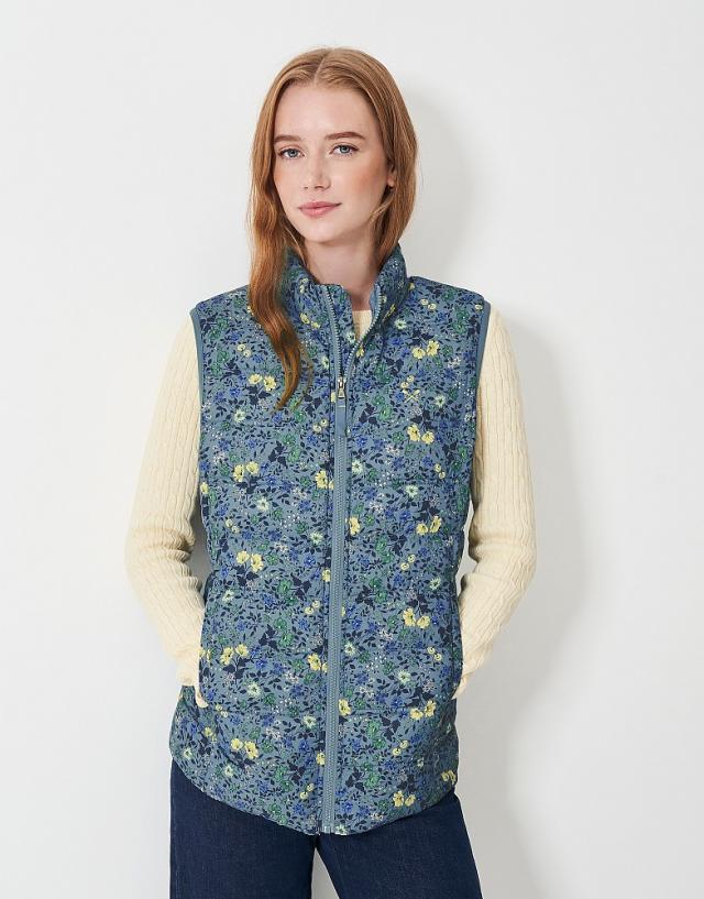 Crew Clothing Lightweight Gilet in Green Floral