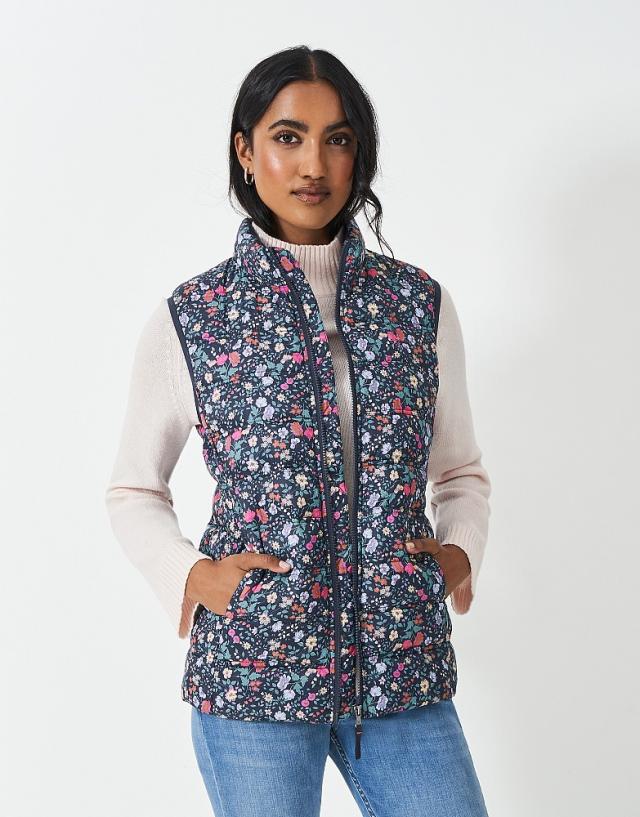 Crew Clothing Lightweight Gilet in Navy Floral