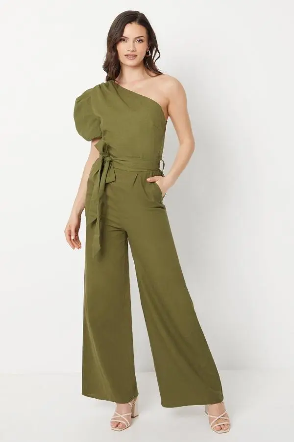 Linen One Shoulder Jumpsuit