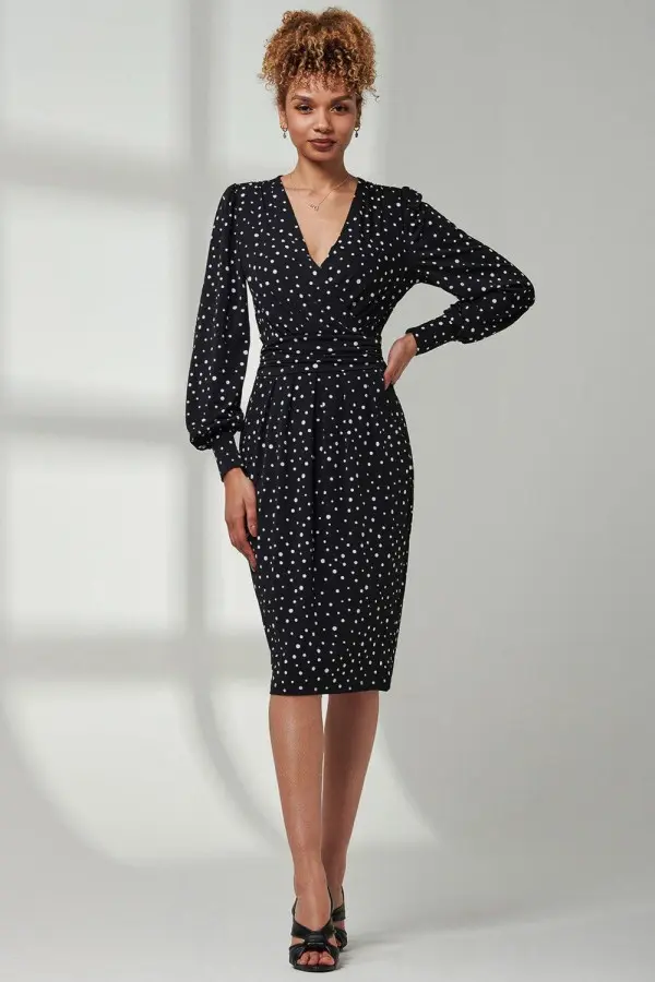 Gwen Print Long Sleeve Pegged Dress