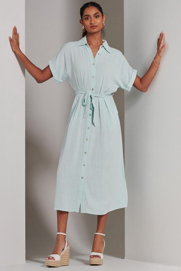 Jessie Linen  Shirt Midi Dress