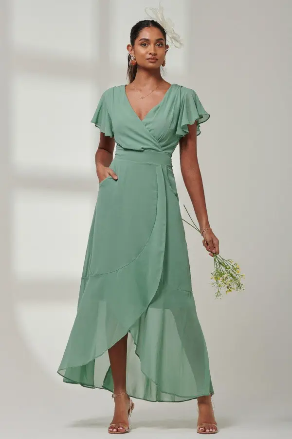 Vicky Chiffon Frill Maxi Dress