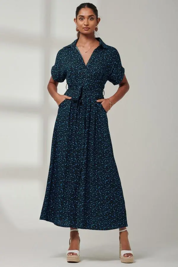 Drop Shoulder Shirt Maxi Dress