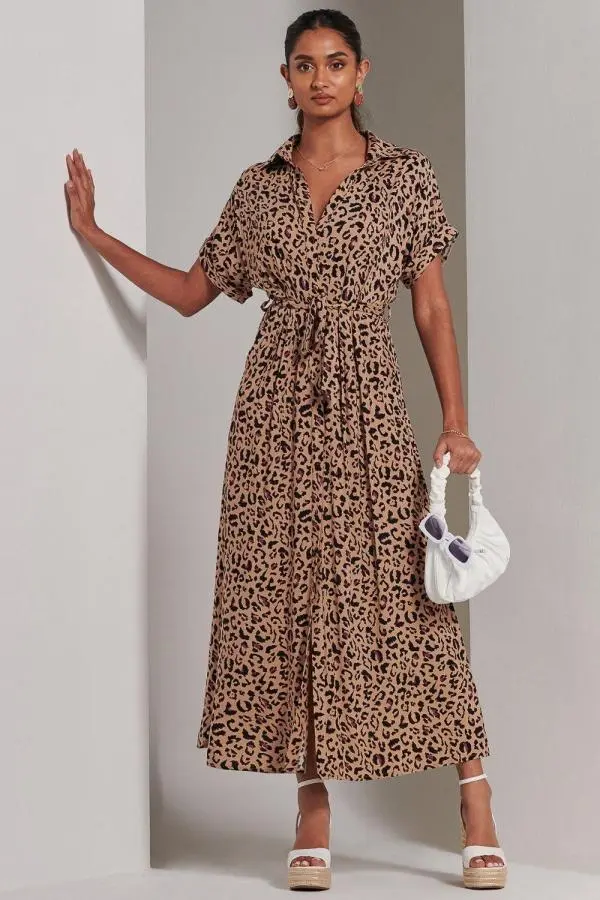 Drop Shoulder Shirt Maxi Dress