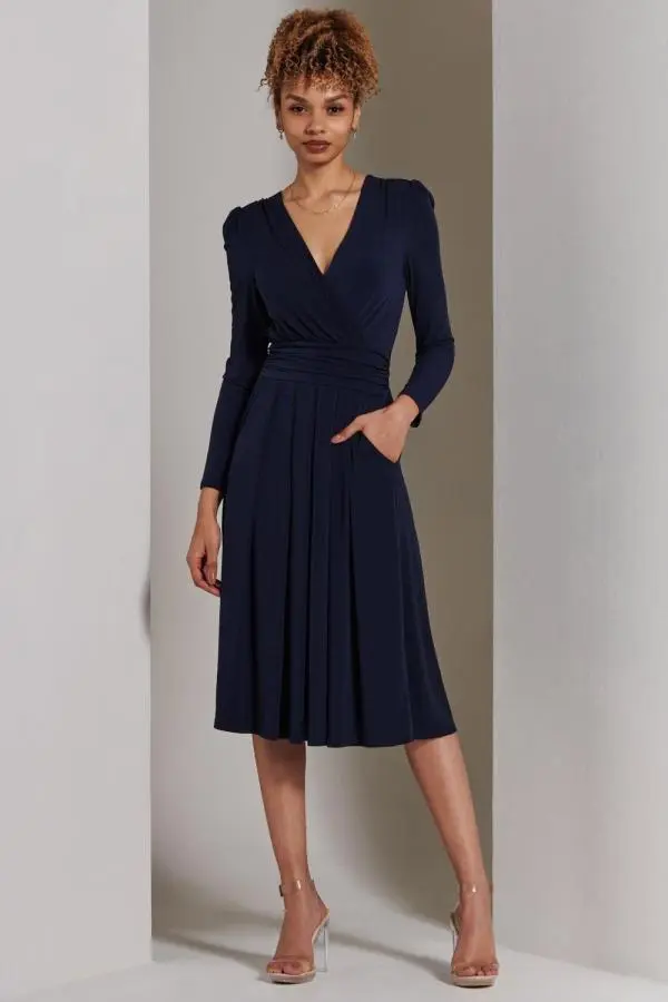 Plain Long Sleeve Jersey Midi Dress