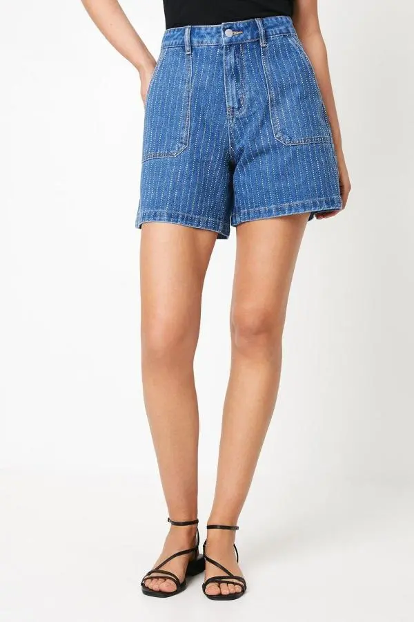 Rhinestone Denim Short