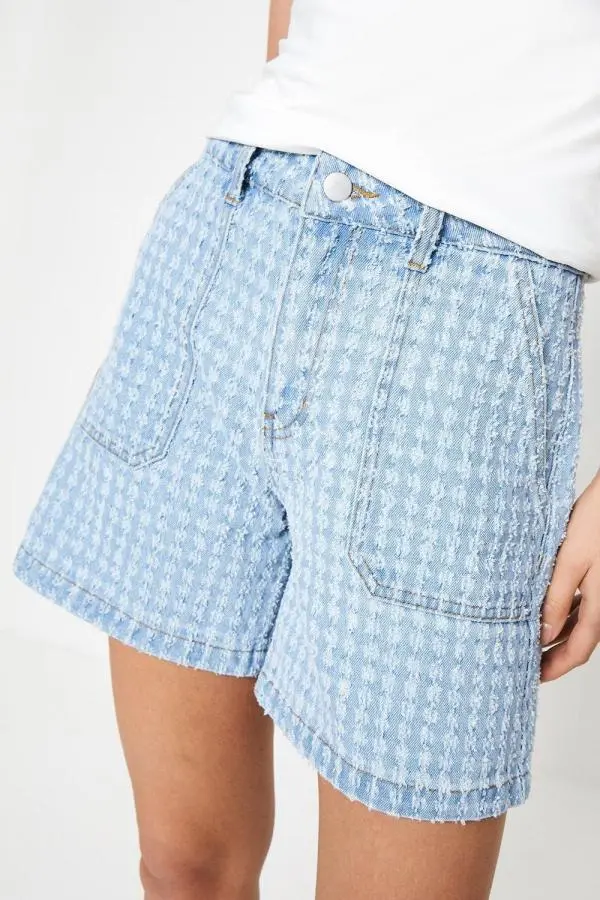 Textured Denim Short