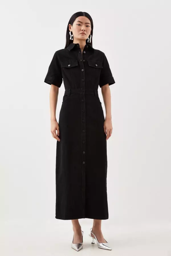 Denim Maxi Shirt Dress