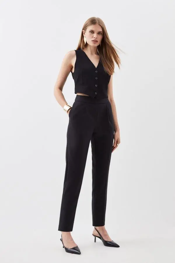 Compact Stretch High Waist Tailored Trousers