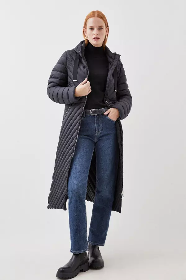 Real Down Packable Knee Length Coat
