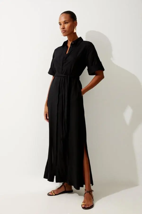 Short Sleeve Viscose Woven Maxi Dress