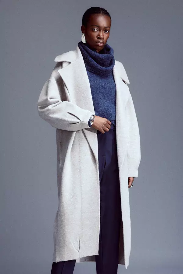 Compact Wool Blend Oversized Knit Coat