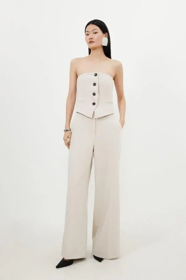 Tailored Bandeau Button Detail Jumpsuit