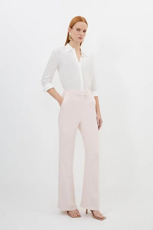 Compact Viscose Slim Leg Tailored Trousers