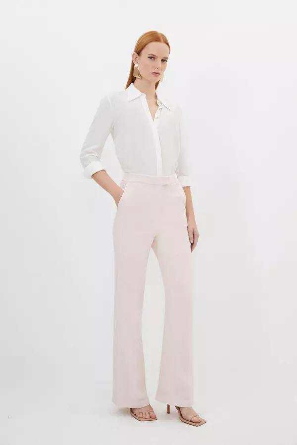 Compact Viscose Slim Leg Tailored Trousers