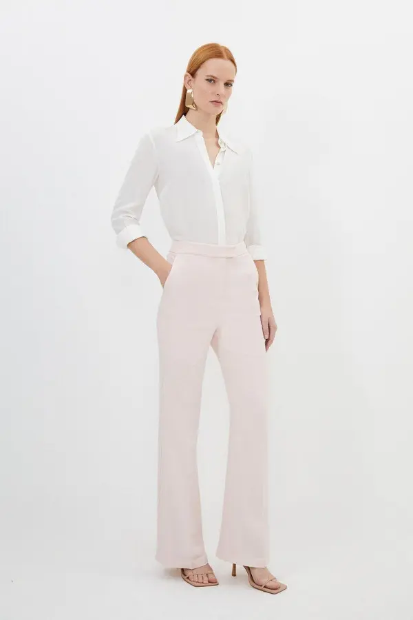 Compact Viscose Slim Leg Tailored Trousers