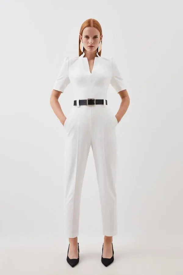 Structured Crepe Forever Belted Jumpsuit