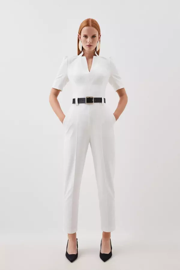 Structured Crepe Forever Belted Jumpsuit