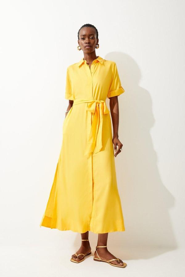 Short Sleeve Viscose Woven Maxi Dress