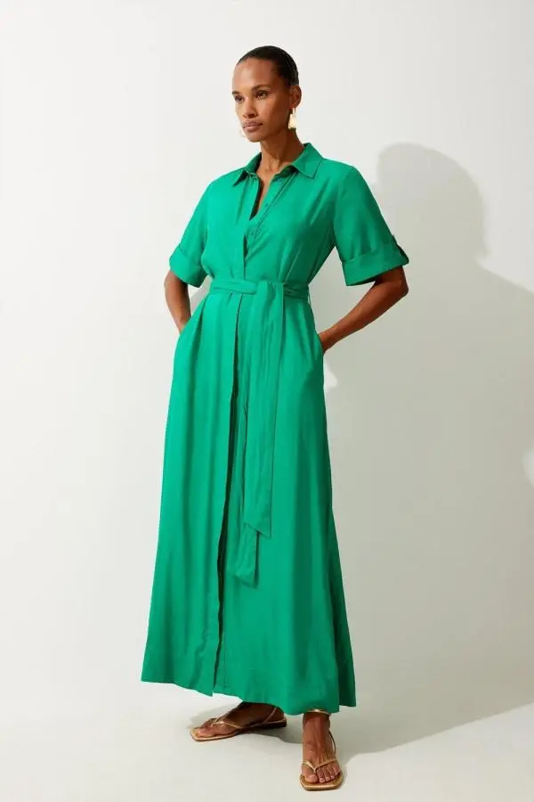 Short Sleeve Viscose Woven Maxi Dress