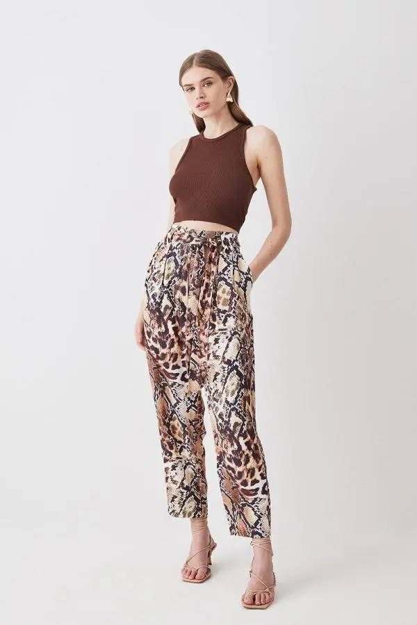 Animal Print Premium Linen Viscose Woven Trouser