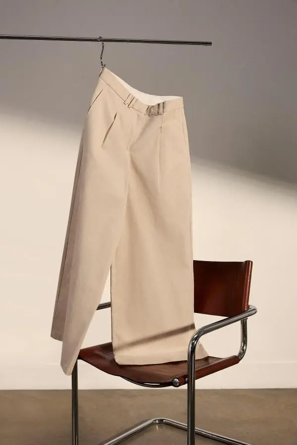 Tailored Wide Leg Chino Trousers