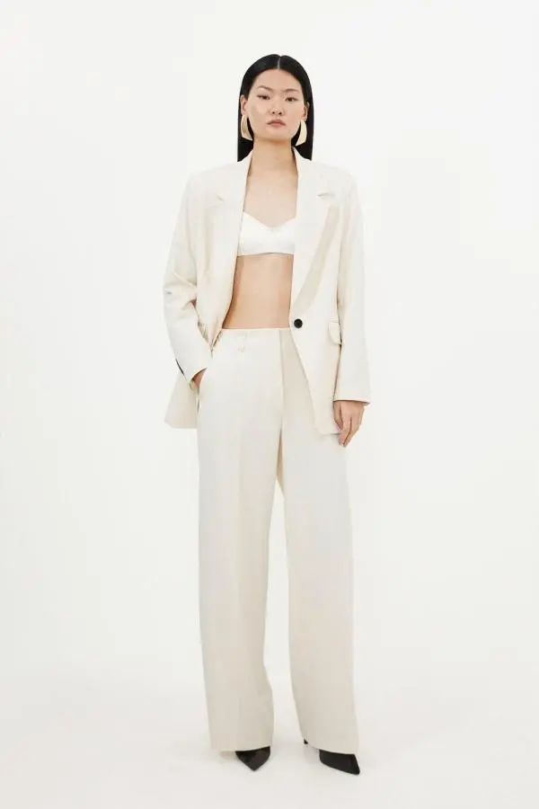 Tailored High Waisted Wide Leg Trousers