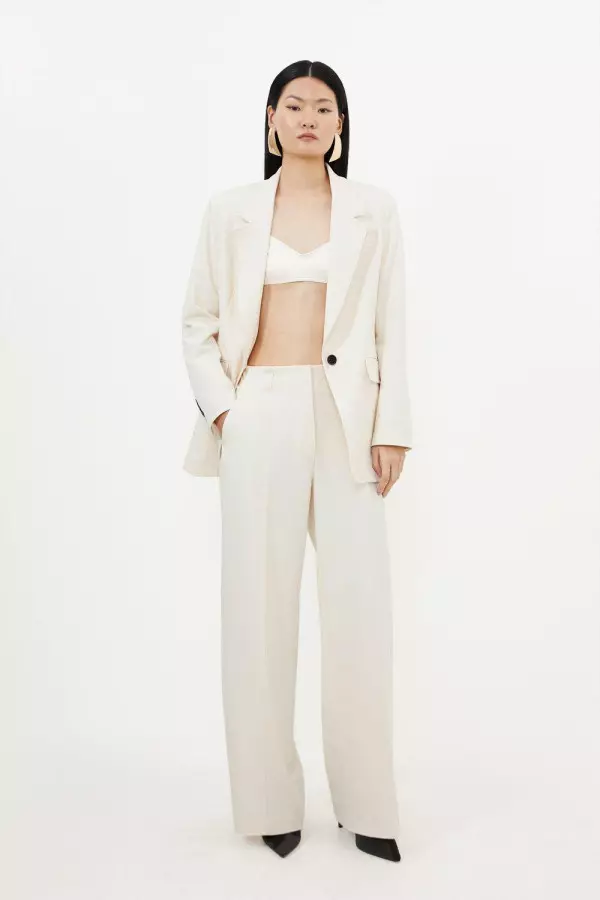 Tailored High Waisted Wide Leg Trousers