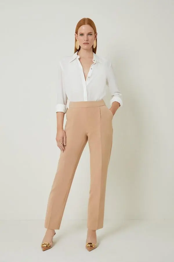 Compact Stretch High Waist Tailored Trousers