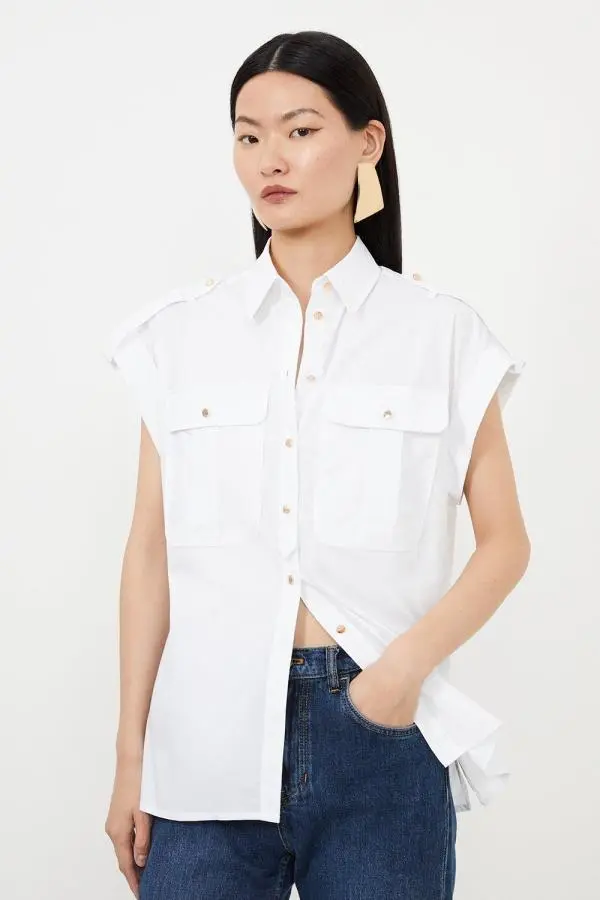 Pocket Detailed Poplin Shirt