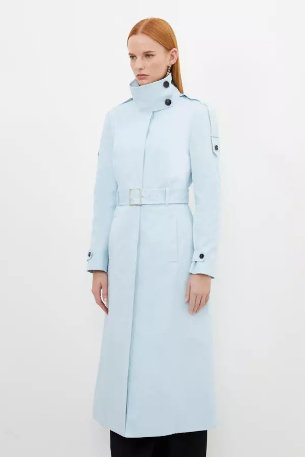 Tailored High Neck Belted Trench Coat